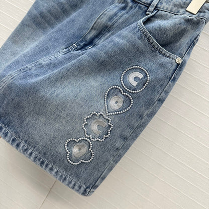 25 New Embroidered Denim Short Skirt