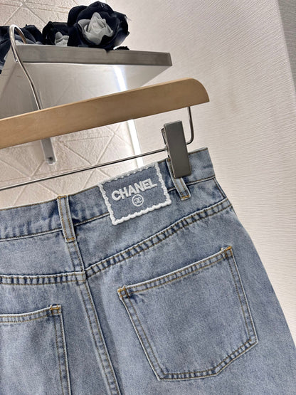 25ss Camellia Embroidery Denim Skirt