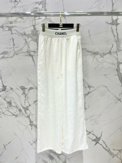 25 spring and summer elastic waist wide leg pants