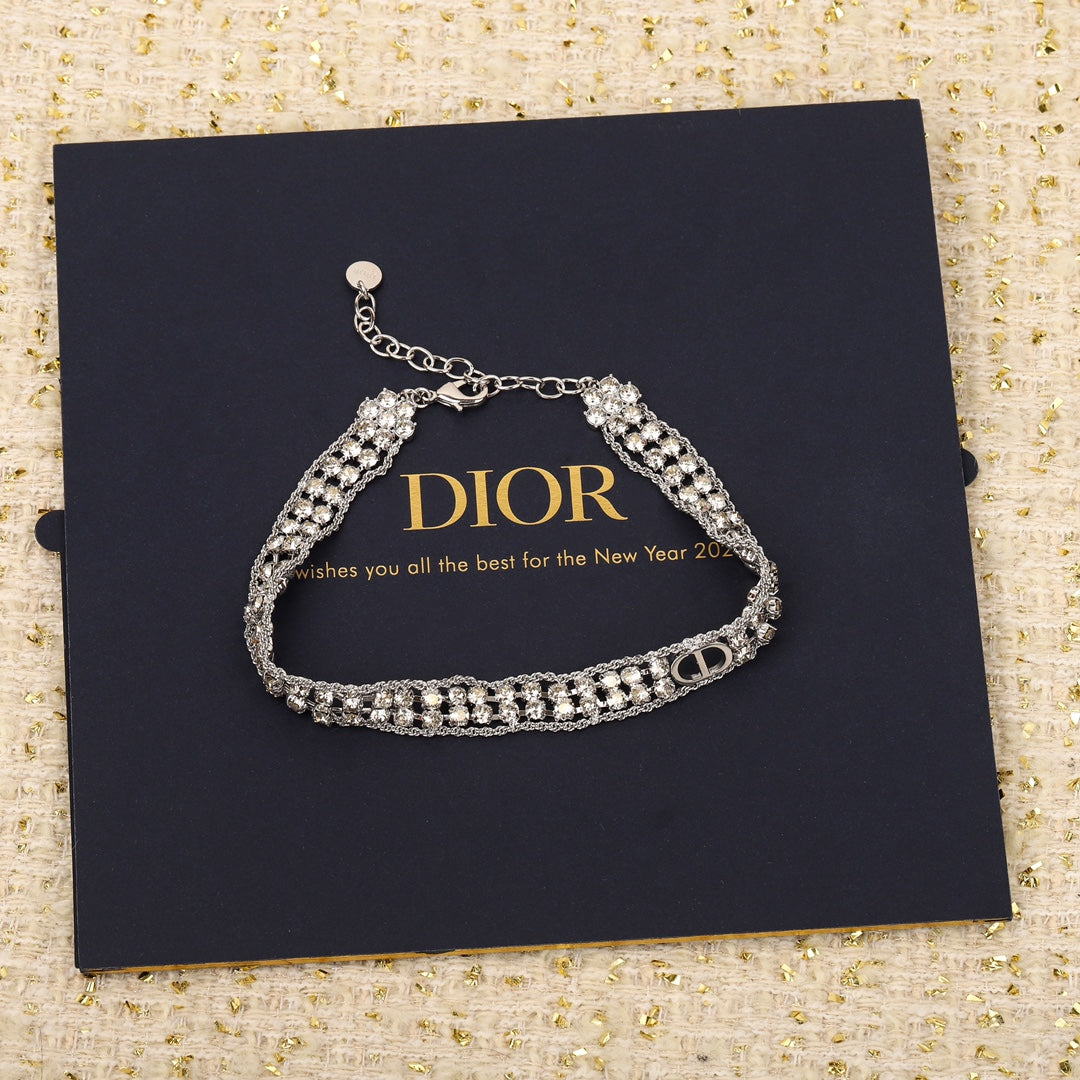 Double-layer diamond choker necklace