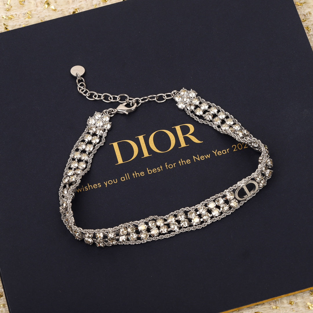 Double-layer diamond choker necklace
