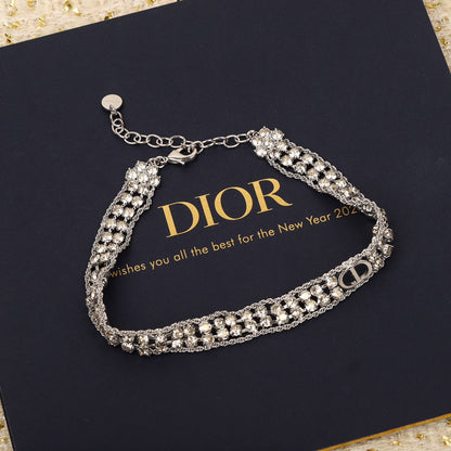 Double-layer diamond choker necklace