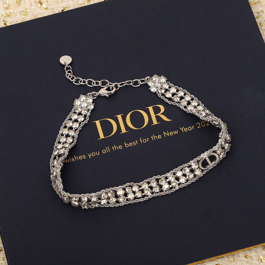 Double-layer diamond choker necklace