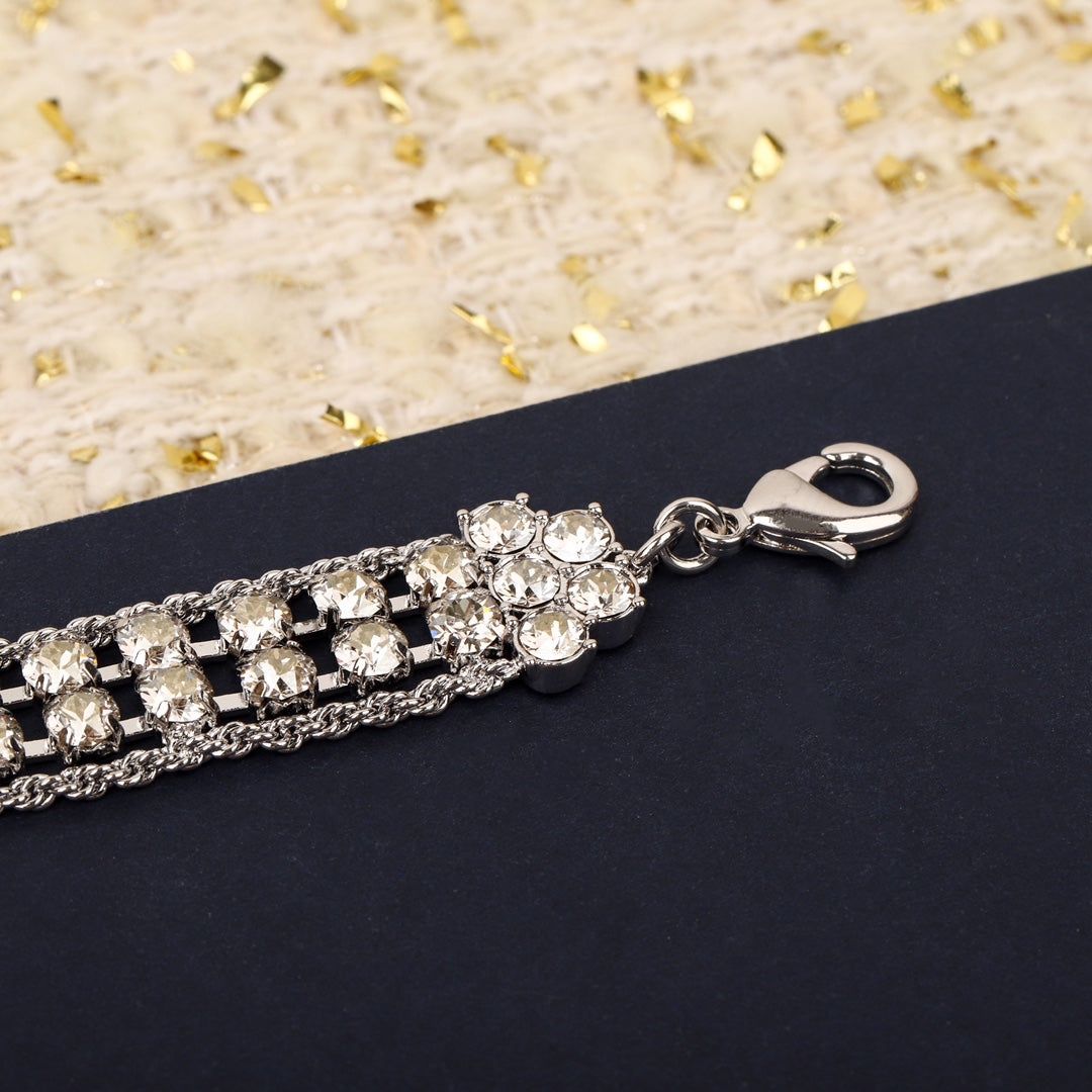 Double-layer diamond choker necklace
