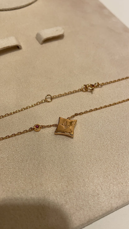 New full diamond floral square necklace