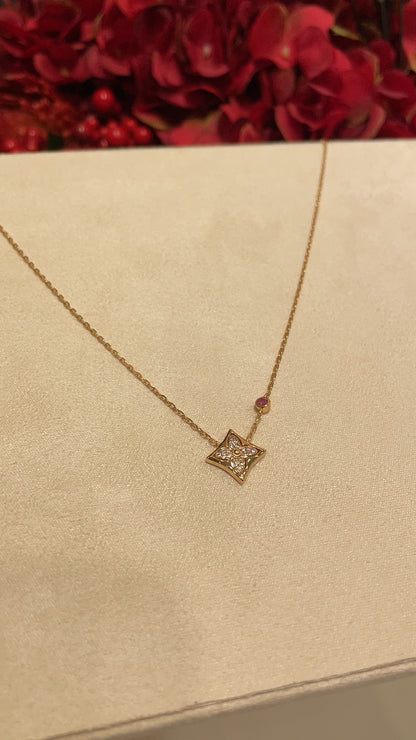 New full diamond floral square necklace