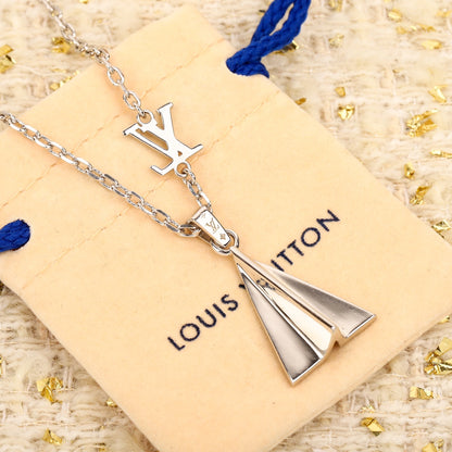 Full diamond foldable airplane necklace