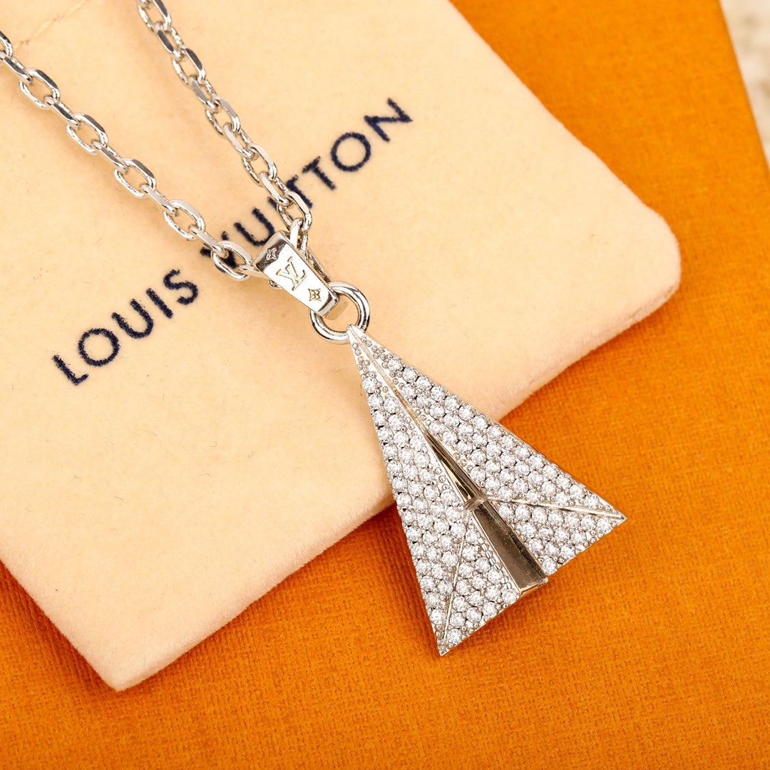 Full diamond foldable airplane necklace