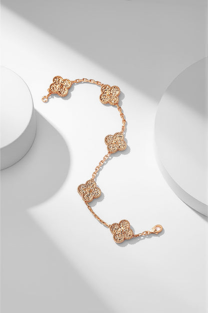 Gold-stamped five-flower bracelet