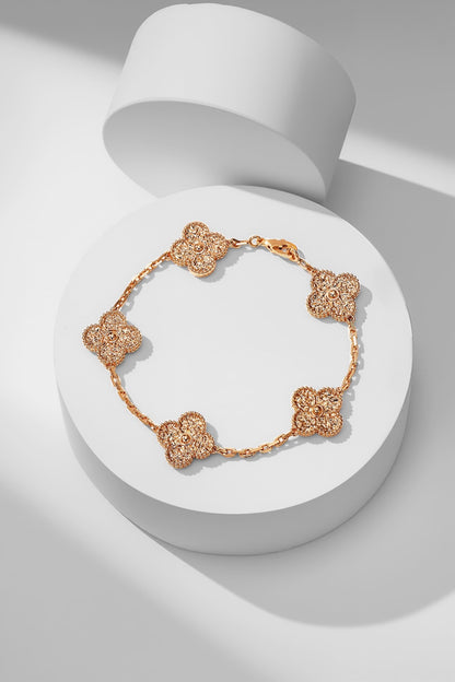 Gold-stamped five-flower bracelet