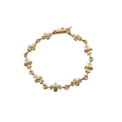 Gold-plated green diamond cross bracelet