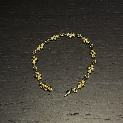 Gold-plated green diamond cross bracelet