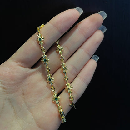 Gold-plated green diamond cross bracelet