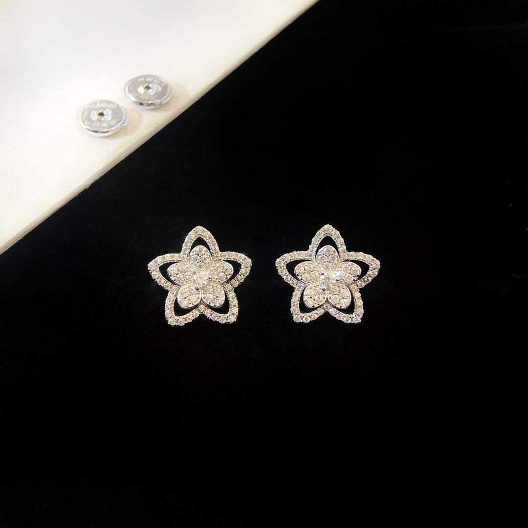 Platinum flower earrings