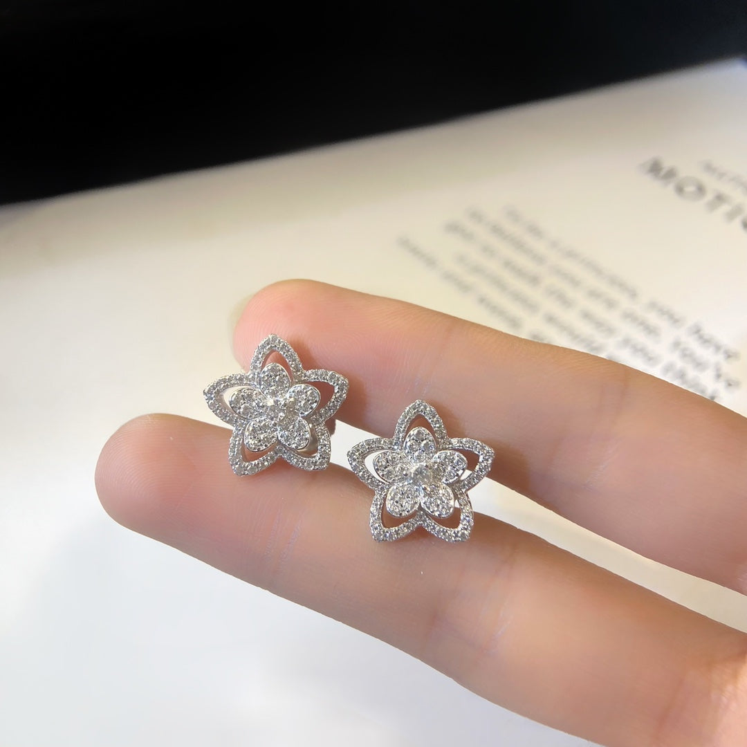 Platinum flower earrings