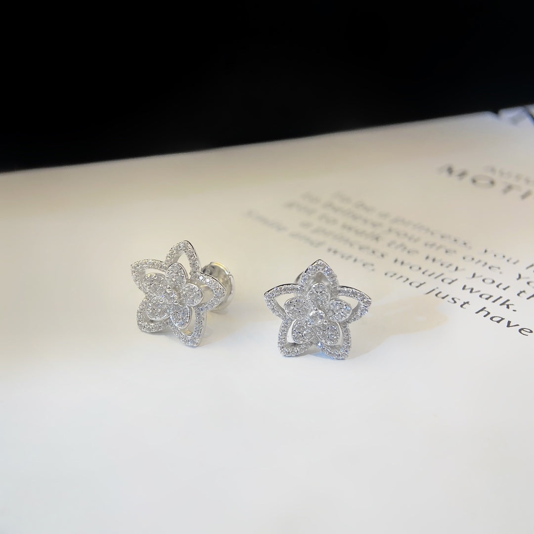 Platinum flower earrings