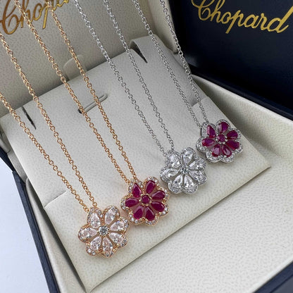 Pear-Shaped Ruby Lace Necklace