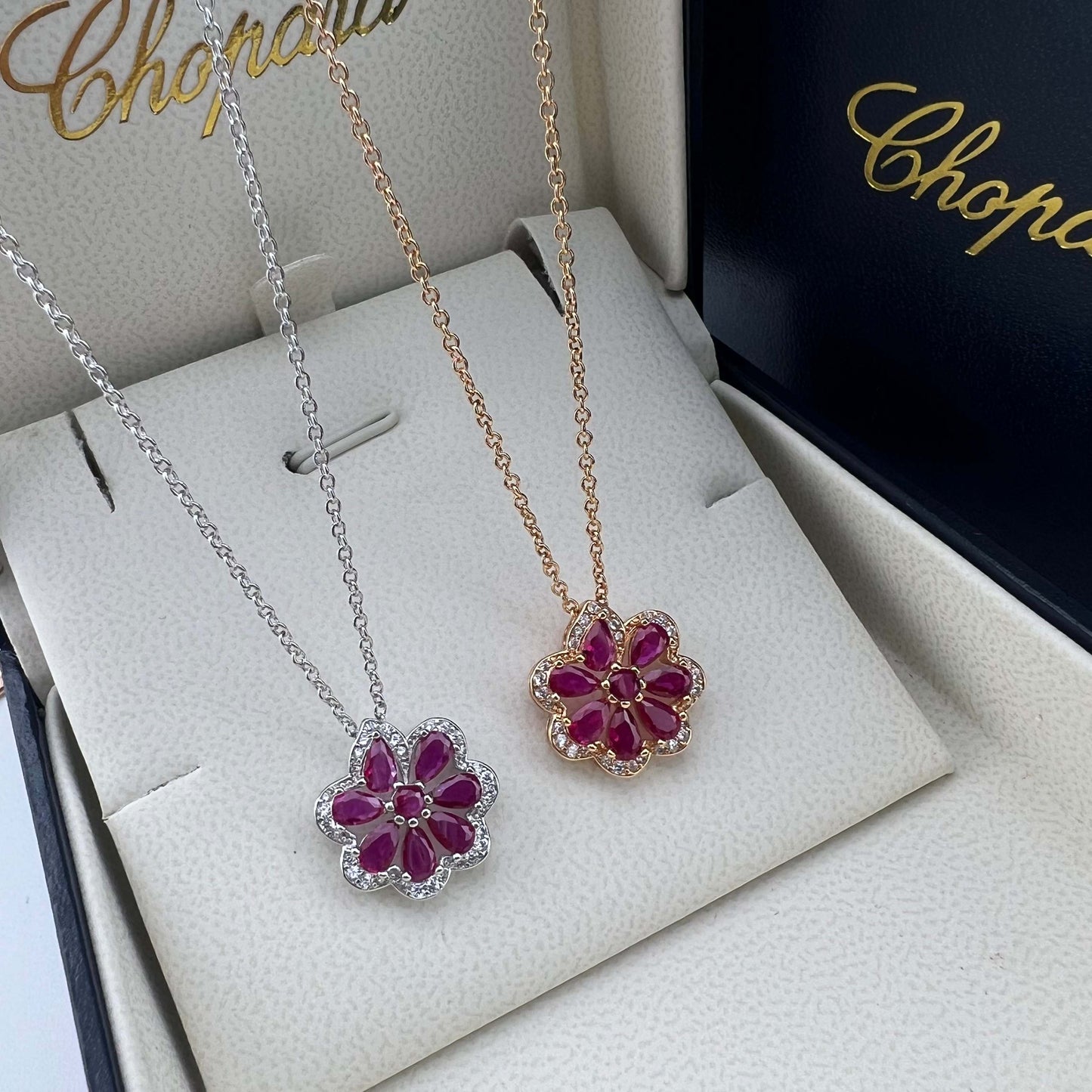 Pear-Shaped Ruby Lace Necklace
