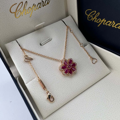 Pear-Shaped Ruby Lace Necklace