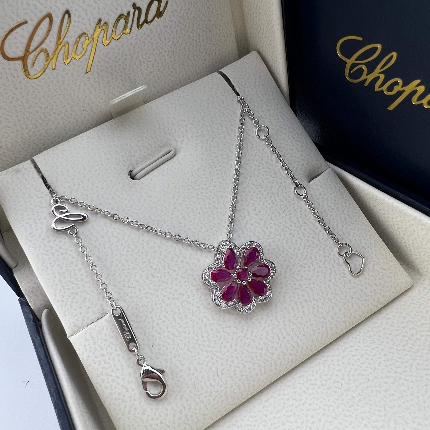 Pear-Shaped Ruby Lace Necklace