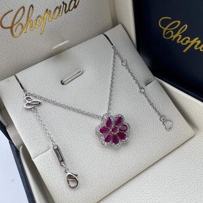 Pear-Shaped Ruby Lace Necklace