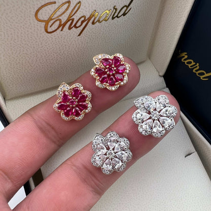 Pear-Shaped Ruby Lace Stud Earrings