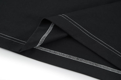Leather topstitched short sleeves