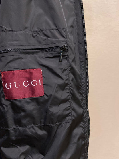 Nylon hooded zipped jacquard jacket