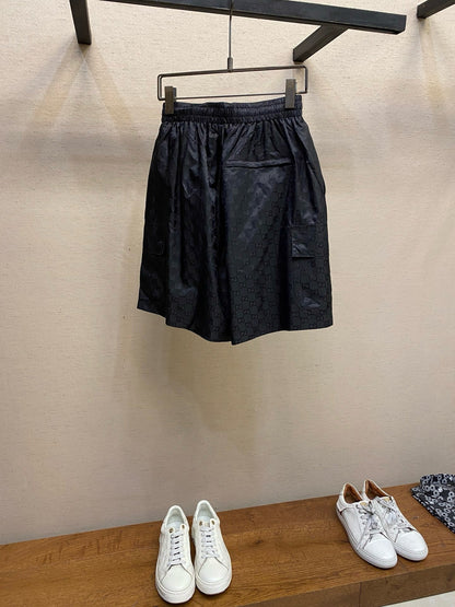 Lightweight nylon cargo pocket jacquard shorts