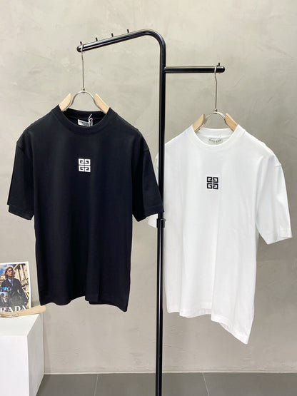 25ss Casual short-sleeved shirt with embroidered logo on chest