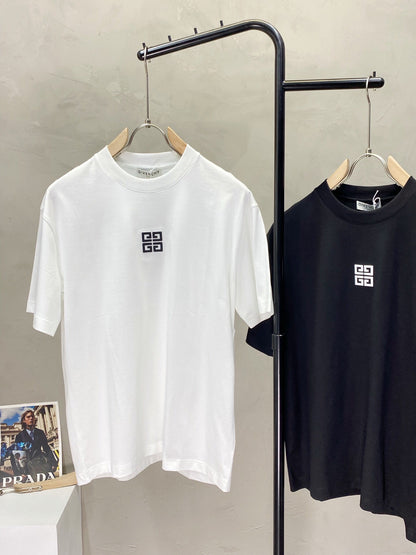 25ss Casual short-sleeved shirt with embroidered logo on chest