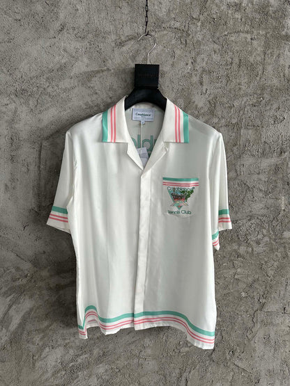 25ss Fountain pattern silk short-sleeved shirt