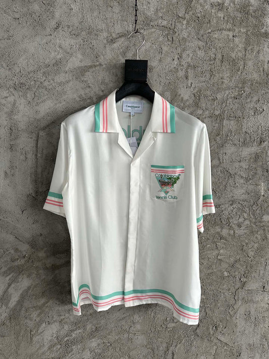 25ss Fountain pattern silk short-sleeved shirt