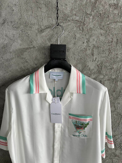 25ss Fountain pattern silk short-sleeved shirt