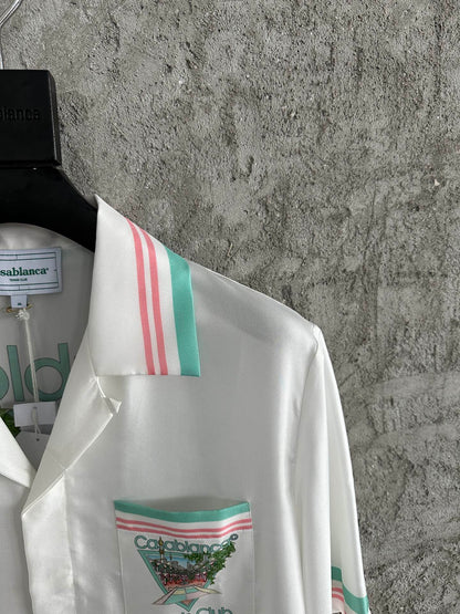 25ss Fountain pattern silk short-sleeved shirt