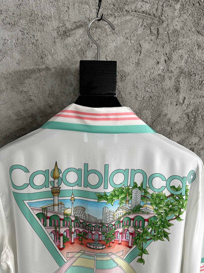 25ss Fountain pattern silk short-sleeved shirt
