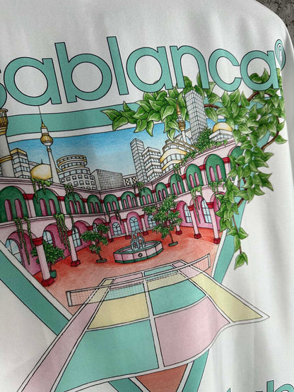 25ss Fountain pattern silk short-sleeved shirt