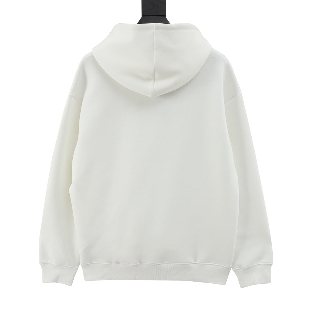 Red stripe zipper pocket hooded sweatshirt