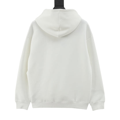 Red stripe zipper pocket hooded sweatshirt