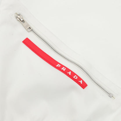 Red stripe zipper pocket hooded sweatshirt