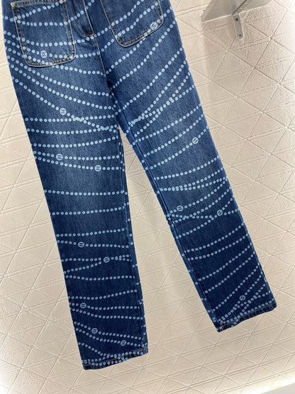 2025SS New Product Laser Pearl Chain Pocket Jeans