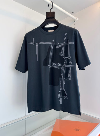 2025 Spring and Summer Graphic Printed Slightly Wide Round Neck Short Sleeve T-shirt