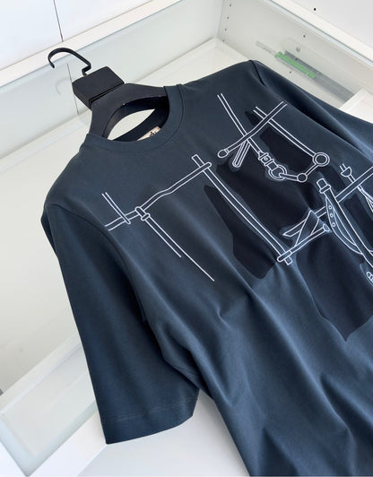 2025 Spring and Summer Graphic Printed Slightly Wide Round Neck Short Sleeve T-shirt