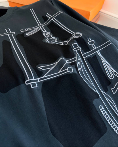 2025 Spring and Summer Graphic Printed Slightly Wide Round Neck Short Sleeve T-shirt