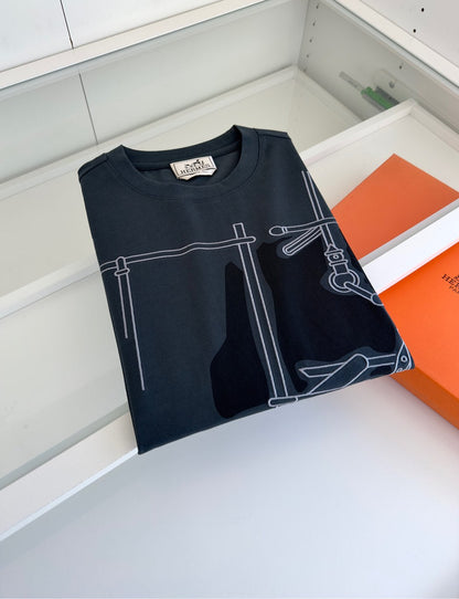 2025 Spring and Summer Graphic Printed Slightly Wide Round Neck Short Sleeve T-shirt