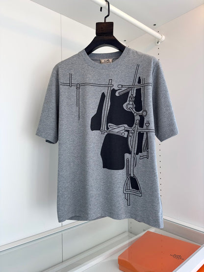 2025 Spring and Summer Graphic Printed Slightly Wide Round Neck Short Sleeve T-shirt