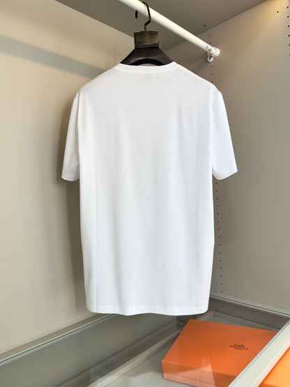 2025 Spring and Summer Leather Embroidery Round Neck Short Sleeve T-shirt