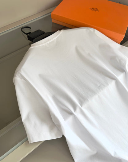 2025 Spring and Summer Leather Embroidery Round Neck Short Sleeve T-shirt