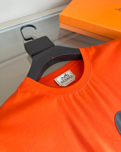 2025 Spring and Summer Leather Embroidery Round Neck Short Sleeve T-shirt