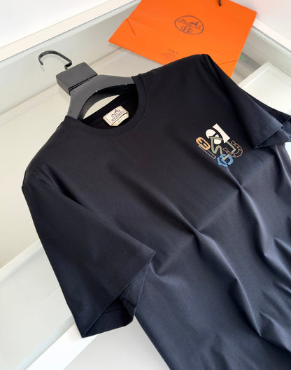 2025 Spring and Summer Leather Embroidery Round Neck Short Sleeve T-shirt